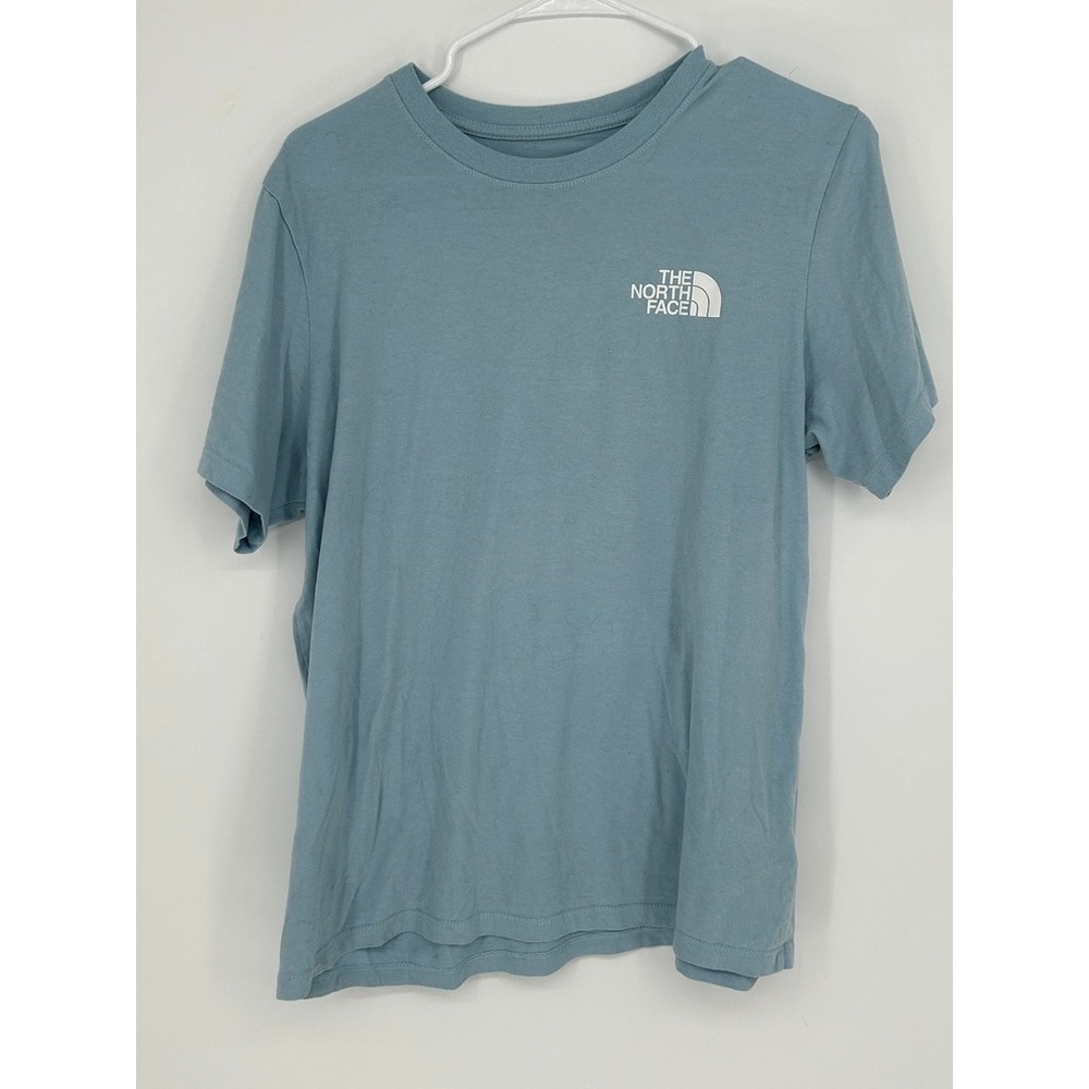 The North Face Womens Large Blue Graphic Tee Never Stop Exploring Outdoor Campin